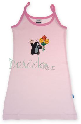 Noční košile Krteček s kytkou růžová úzká ramínka