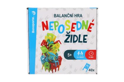 Bonaparte Neposedné židle 40 ks balanční společenská hra v krabici 23x21x6cm