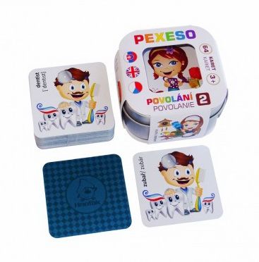 Pexeso Povolání 2, 64 karet v plechové krabičce Hmaťák