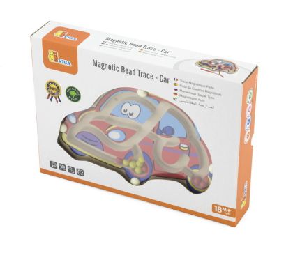 VIGA, Dřevěný kuličkový labyrint - auto