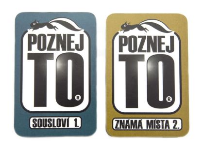 Poznej to, známá místa 2, sousloví 1, společenská hra karty v plastové krabičce 9,5x12,5x2cm