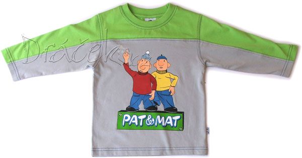 Tričko Pat a Mat zelenošedé dl. rukáv 2-3 roky