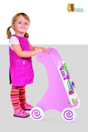 VIGA, Dřevěné chodítko růžové