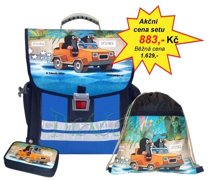 Třídílný školní aktovkový set Emipo Krtek a auto