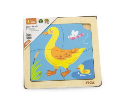 VIGA, Dřevěné puzzle 4 dílky - kachna