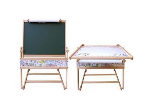 Dětská dřevěná magnetická tabule- stolek 2v1