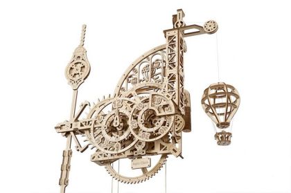 Ugears 3D dřevěné mechanické puzzle Nástěnné hodiny Aero
