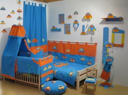 Kapsář za postel Autíčko oranžové 200cm