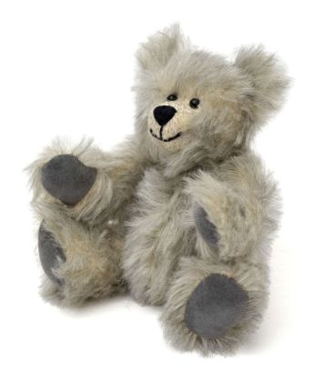 Medvěd 20cm kloub.šedý melír