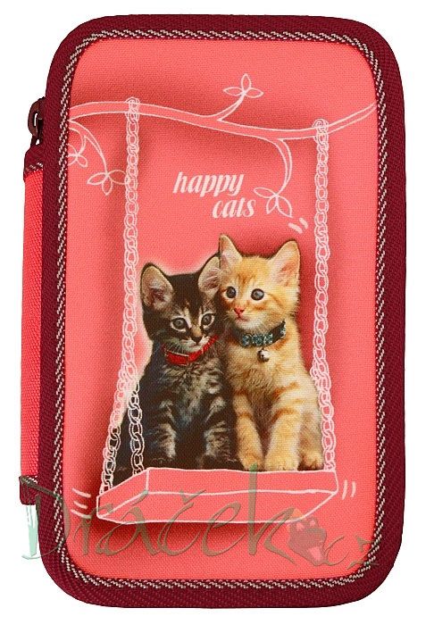 Neplněné školní pouzdro EMIPO dvoupatrové Happy Cats