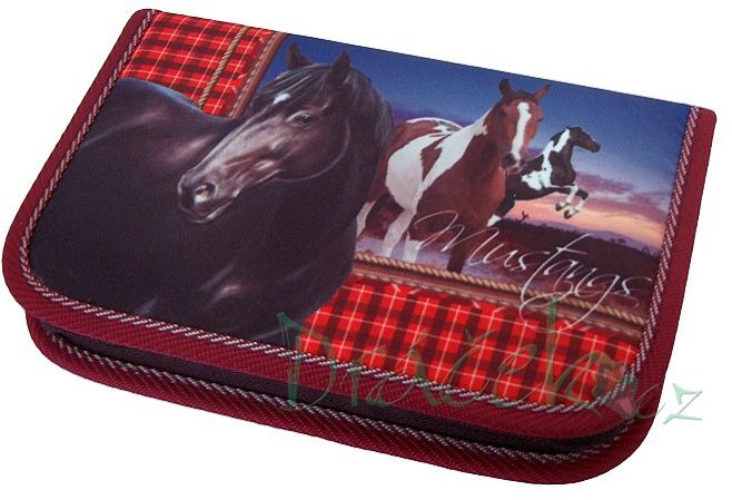 Neplněné školní pouzdro EMIPO s klopou 01 Elegant Mustangs