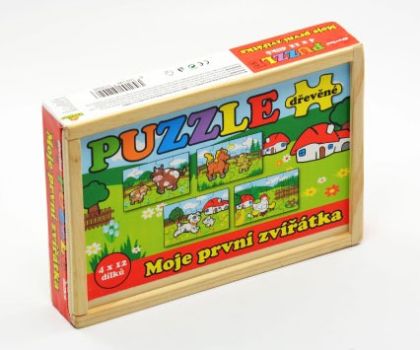 Puzzle dřevěné Moje první zvířátka 4x12 dílků