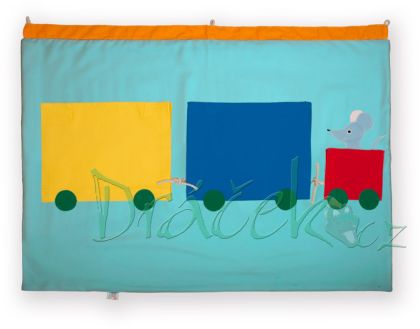 Kapsář za postel Vlak 100 cm tyrkysový