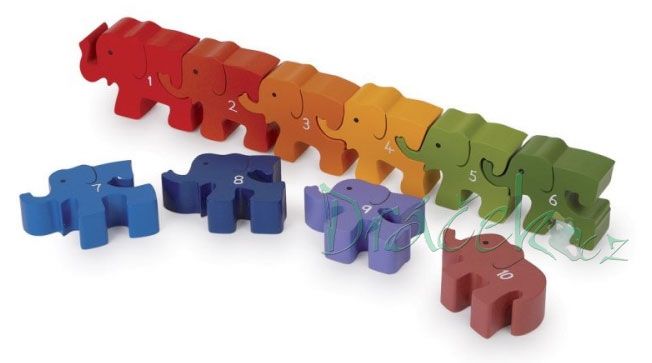 Dřevěné puzzle Sloní karavana