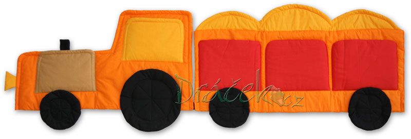 Kapsář za postel Traktor s vlečkou oranžový 185x65cm