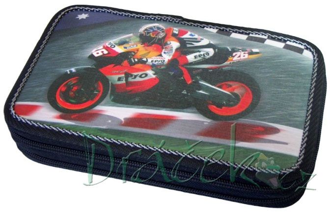 Neplněné školní pouzdro EMIPO dvoupatrové 01 Elegant Moto Epso