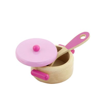 VIGA, Dřevěná sada nádobí - růžová