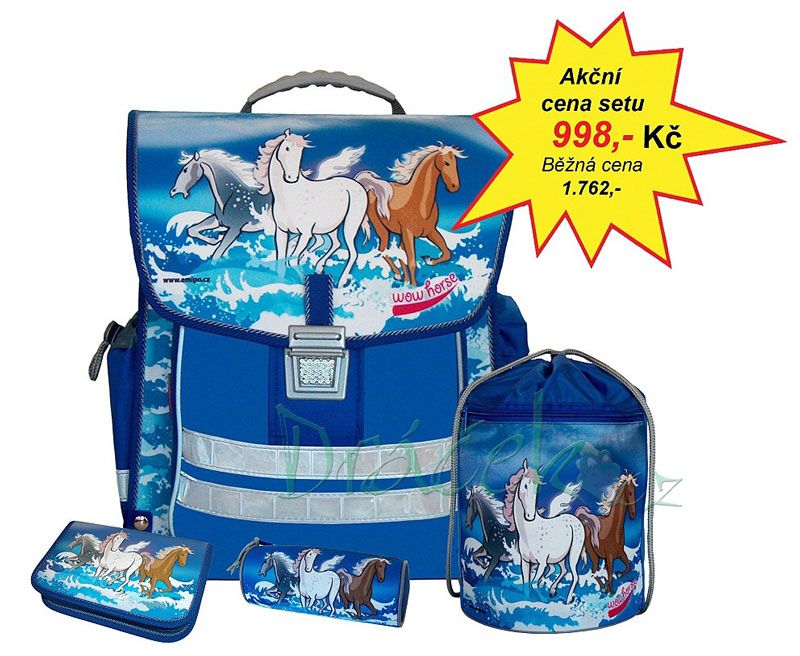 Čtyřdílný školní aktovkový set Emipo Horses