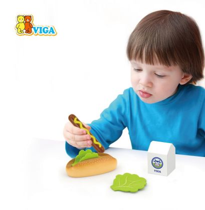 VIGA, Dřevěná sada hotdog a mléko