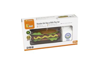 VIGA, Dřevěná sada hotdog a mléko