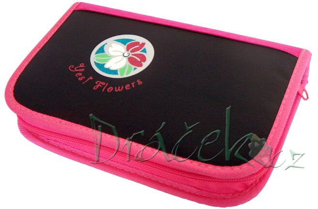 Plněné školní pouzdro EMIPO s klopou 01 Deluxe Flowers černá