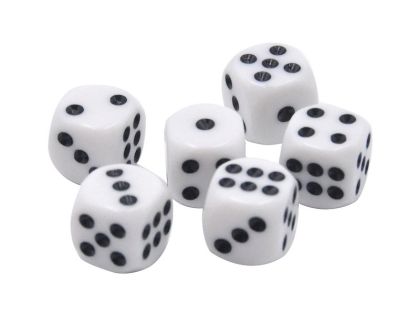Bonaparte Hrací kostky 13x13mm společenská hra 6ks v krabičce 9x5x2cm