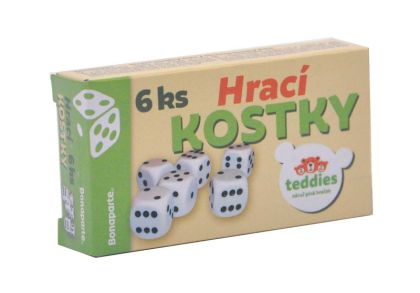 Bonaparte Hrací kostky 13x13mm společenská hra 6ks v krabičce 9x5x2cm