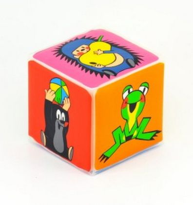 Pískací kostka Krtek plast 7x7cm v sáčku