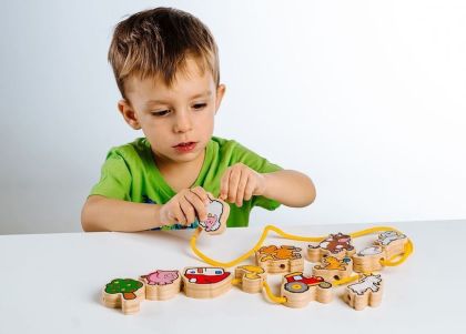 Provlékačka dřevěná- Moje první zvířátka 12 dílků