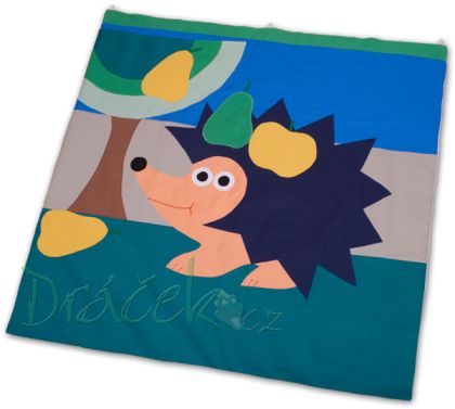 Rohový kapsář za postel Ježek modrý 300cm