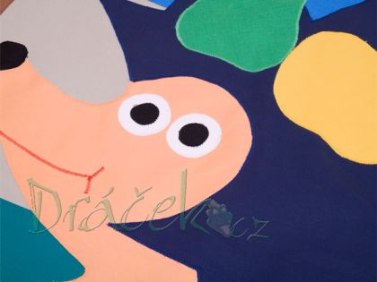 Rohový kapsář za postel Ježek modrý 300cm