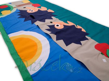 Rohový kapsář za postel Ježek modrý 300cm