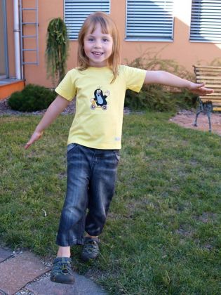 Triko Krtek, 122-128, koloběžka, krátký rukáv, žluté