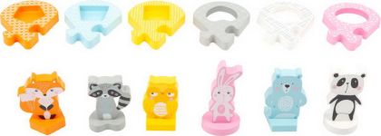 Small Foot Dřevěné vkládací puzzle zvířátka v pastelových barvách