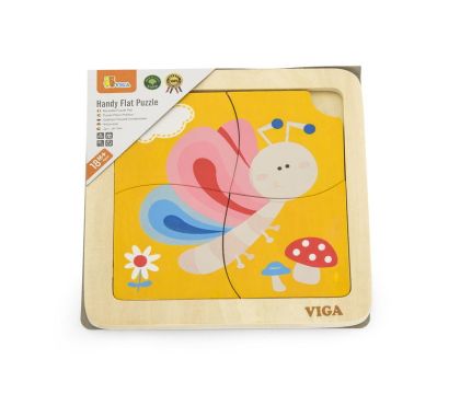 VIGA, Dřevěné puzzle 4 dílky - motýl