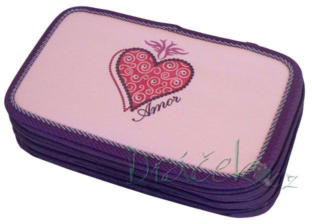Neplněné školní pouzdro EMIPO třípatrové 01 Deluxe Amor fialová