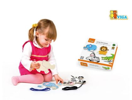 VIGA, Dřevěná provlékačka - divoká zvířátka