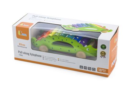 VIGA, Dřevěný tahací xylofon - krokodýl