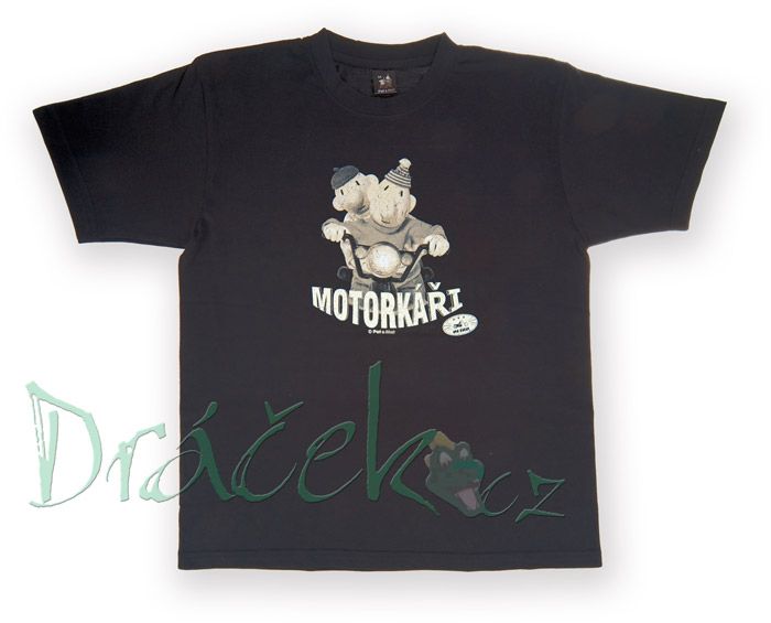 Tričko Pat a Mat Motorkáři RETRO krátký rukáv černé