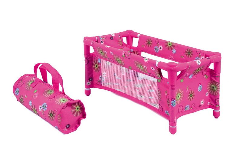 Teddies, Postýlka pro panenky kov/plast rozkládací v látkové tašce 27x14x10cm