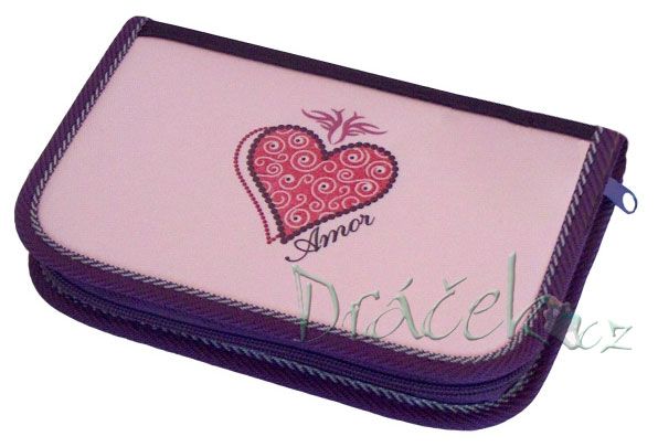 Plněné školní pouzdro EMIPO s dvěma klopami 01 Deluxe Amor fialová