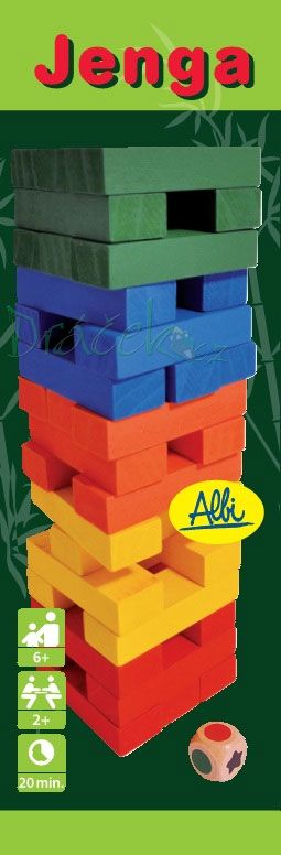 Dřevěný hlavolam Jenga barevný