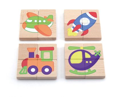 VIGA, Dřevěné magnetické puzzle - dopravní prostředky