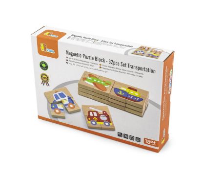 VIGA, Dřevěné magnetické puzzle - dopravní prostředky