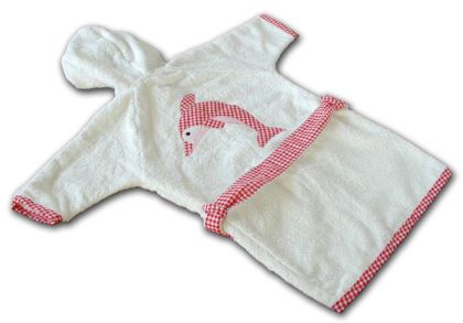 Froté župánek bílý s červeným delfínem 110