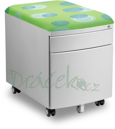 Dětský pojízdný kontejner se zámkem stříbrný - polyester