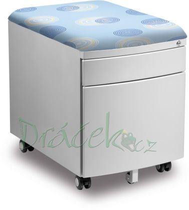 Dětský pojízdný kontejner se zámkem stříbrný - polyester