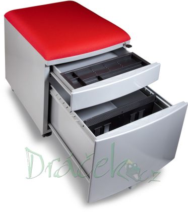 Dětský pojízdný kontejner se zámkem stříbrný - polyester