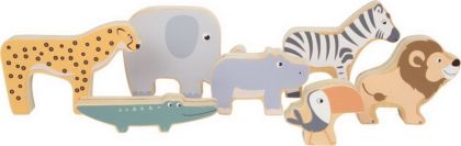 Small Foot Dřevěná zvířátka Safari v pastelových barvách