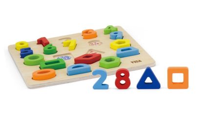 VIGA, Dřevěná vkládačka - čísla a tvary